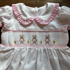 Stitchy Fish Smocked Easter Bunny Carrot Dtess size 18 months